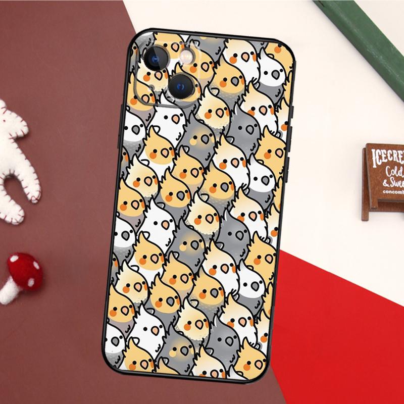 Cartoon Cockatiel Collage Case For iPhone 13 Pro Max 16 15 11 12 14 17 Pro Max mini 15 16 Plus 16e 17 Air Back Cover