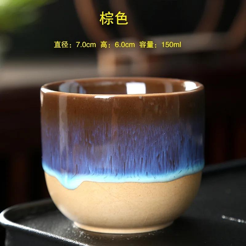 Ofenbrand China Keramik Teetasse Töpferei Jianzhan Trinkgeschirr Temmoku Glasur Porzellan Kung Fu Tassen Set für Wasser Latte Milch
