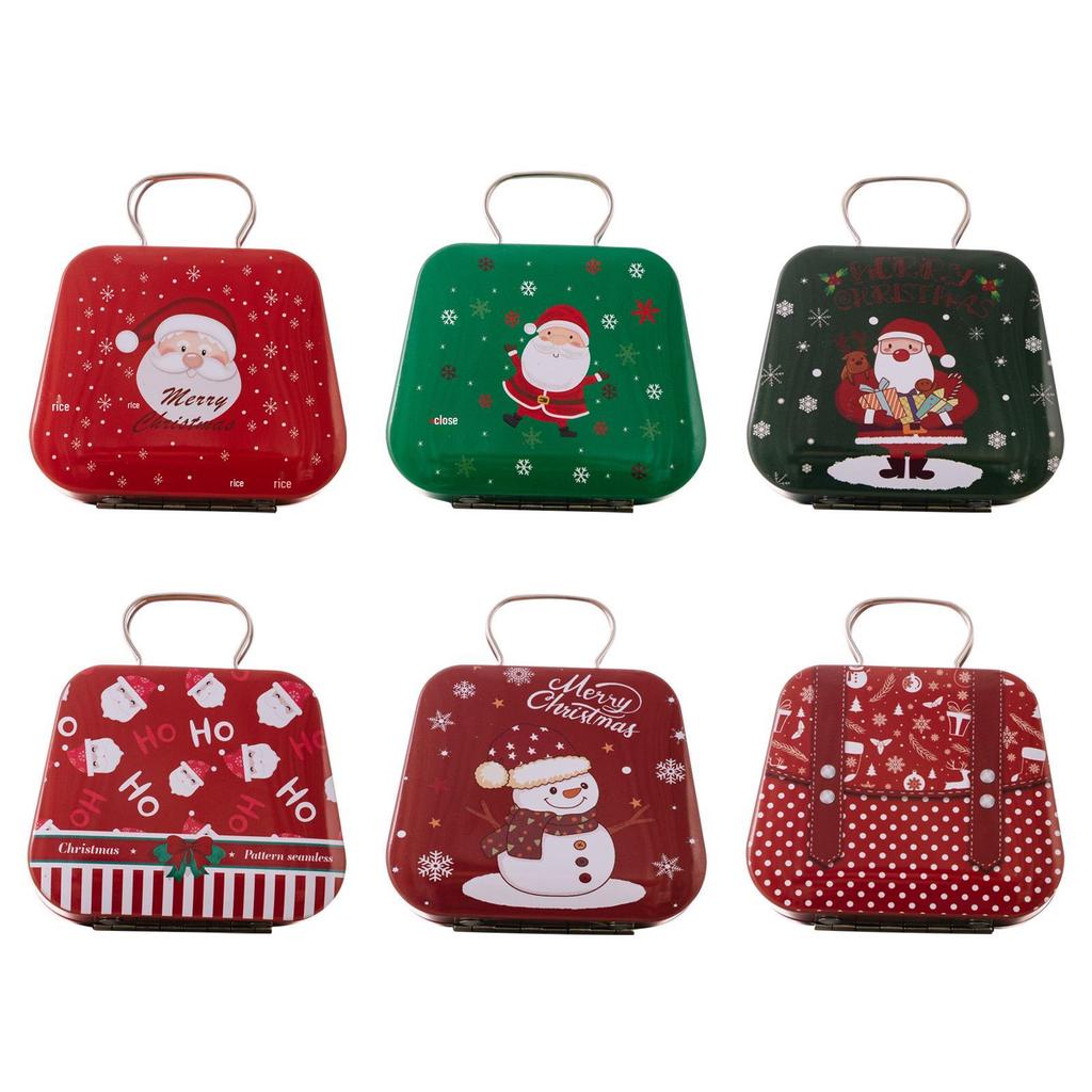 Haobei Christmas Tinplate Handbag Candy Box for Children's Gifts