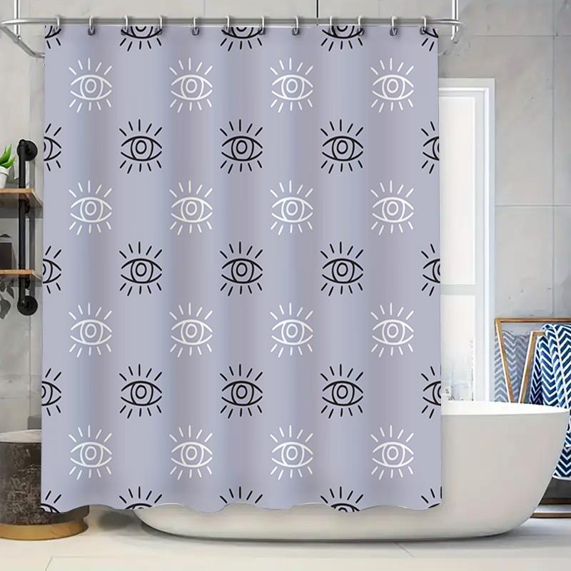 

Modern Bathroom Shower Curtain With Eye Pattern White Black Decorative Waterproof Fabric For Home Bathrooms 180X185Cm W60H190(CM)-1 Pcs