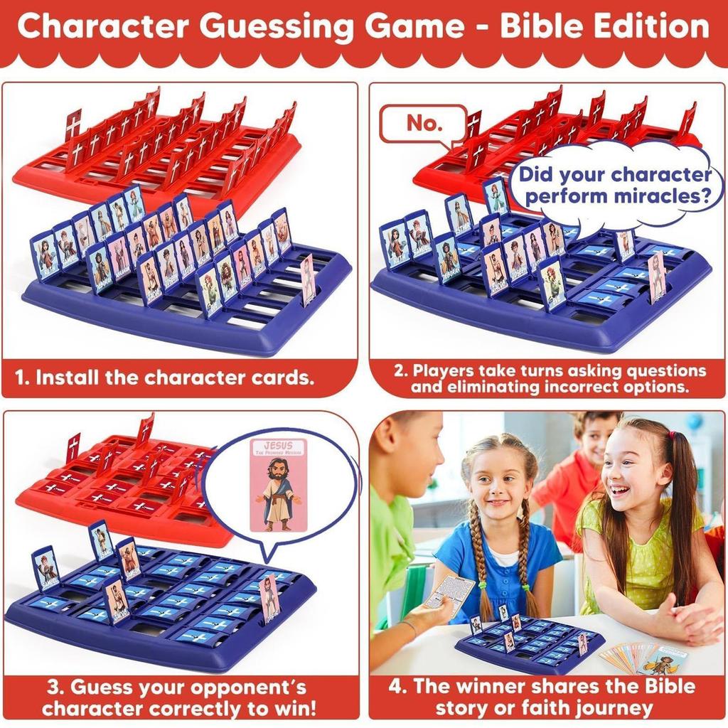 Guess Bible Who I Am Game 24 Characters children Funny Travel Toys Who I Am Bible Game christmas gifts for Christian Catholic