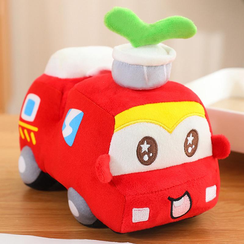 Children's car toy police car plush ornament throw pillow doll gift fire engine baby soothing doll