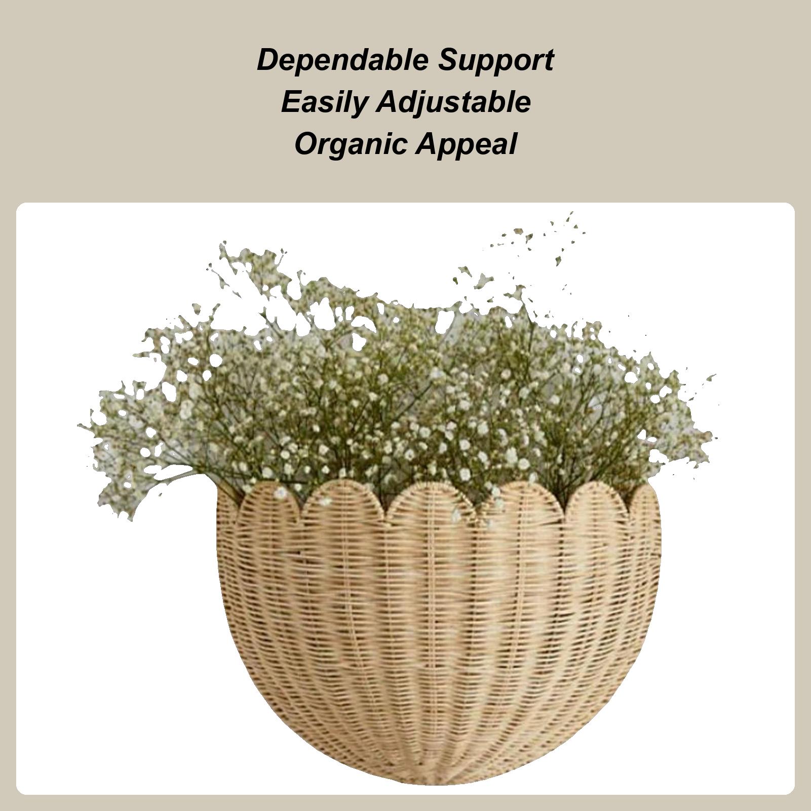 

Scalloped Wicker Baskets for Wall Natural Wicker Wall Basket Organizer Scalloped Storage Space-Saving Design for Family Friends CN