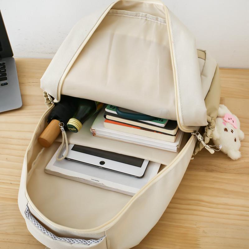 Schulranzen Mehrteiliges Set Kontrastfarbe Unisex High School Schüler Große Kapazität Campus Rucksack