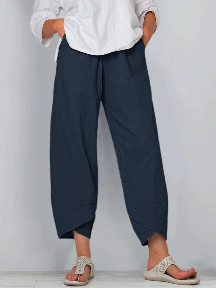 Elastische Taille Katoen Linnen Losse Casual Broek Huisbroek Dames