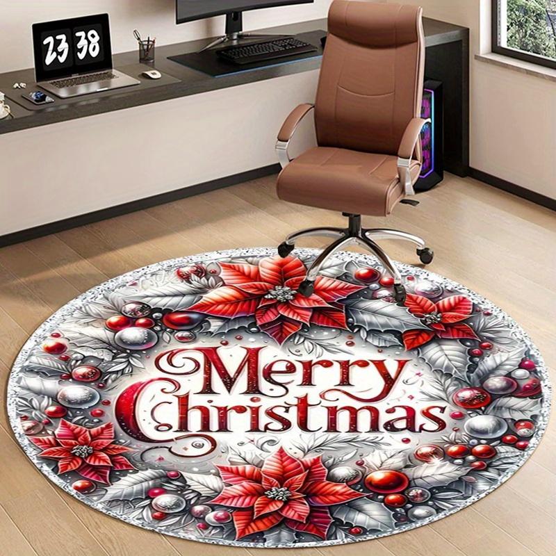 

1pc Festive Merry Christmas Round Mat - Polyester Non-Slip, Hand Washable Floor Mat for Living Room, Bedroom Indoor Use 100x100cm