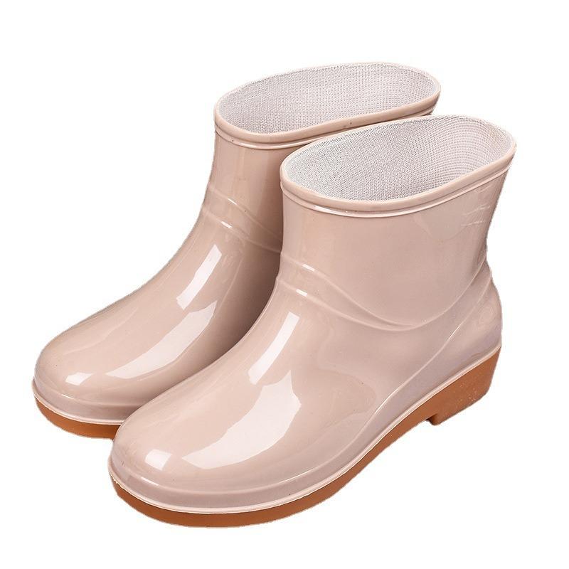 Four Seasons Rain Shoes Women's Short Tube Adult Velvet Rain Boots Fashionable Waterproof Shoes Women's Non-slip Low-top Rubber Shoes Overshoes
