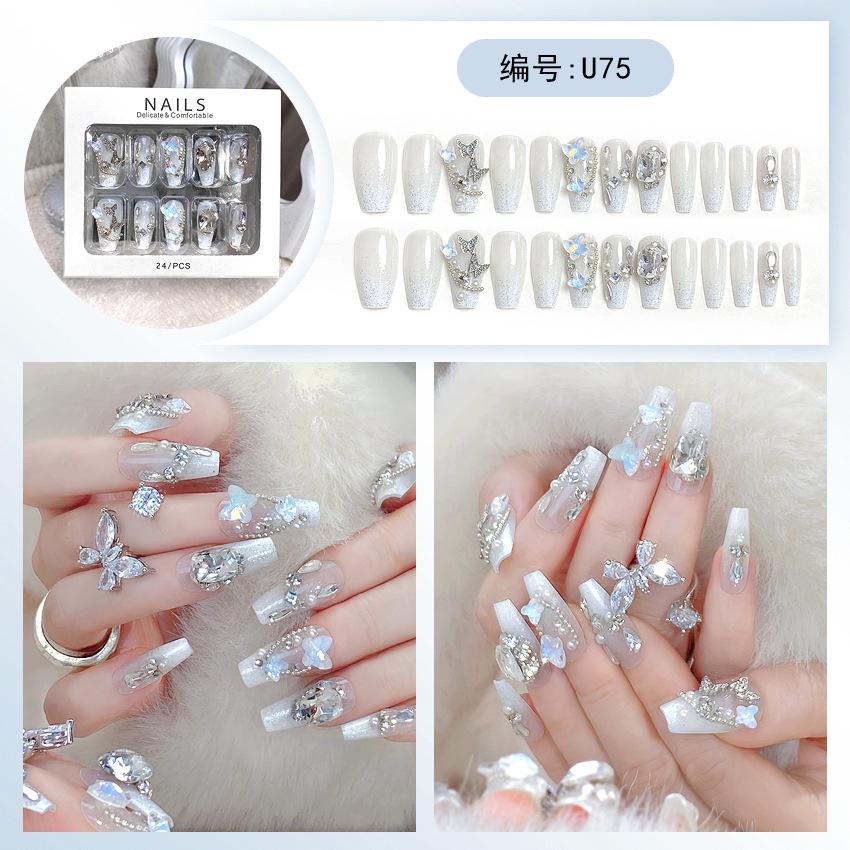Handgefertigte Nagelkunst Tragenägel Fertigprodukte Fortgeschrittener Reiner Stil Nagelaufkleber Fertigprodukte Vollstein Großer Diamant Nagelaufkleber Kollektion