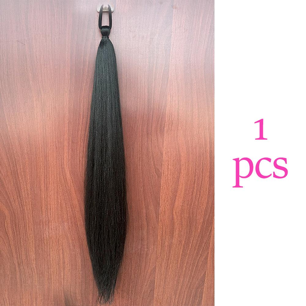 

Synthetic Colorful Ponytail Extension 2Pcs Long Straight DIY Braided Pony Tail Hairpiece Rubber Band Women Hair Accessories 2028 24inches