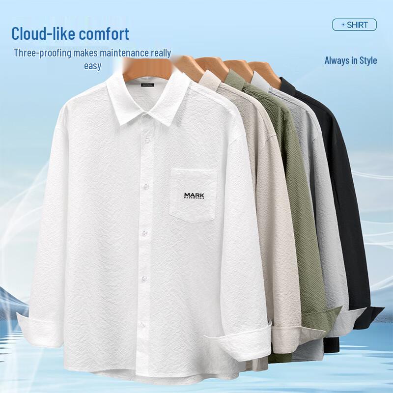 Mark Fairwhale Men's Three-Proof Casual Long Sleeve Shirt