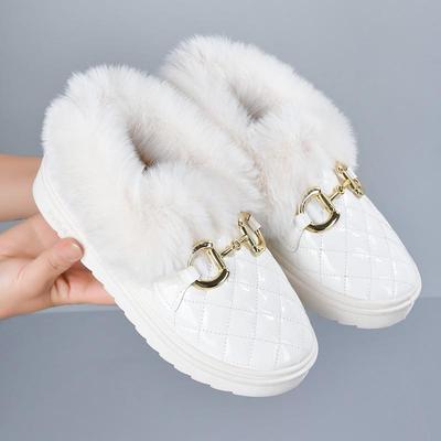 Stivali da neve da donna caldi invernali: Suola Morbida, Tomaia in PU, Fodera in Velluto Plus, Scarpe Comode in Cotone