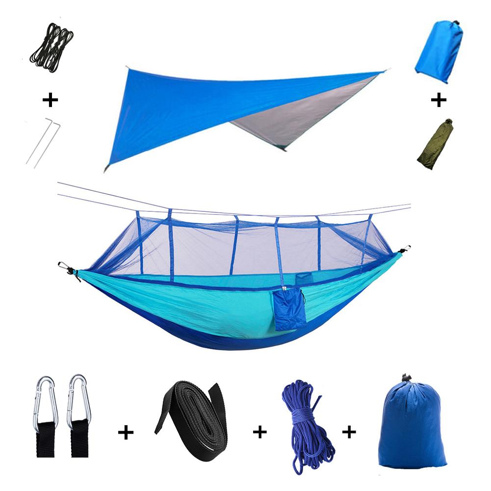 Anti Outdoor Camping Hammock With Mosquito Net And Rain Tent Equipment Supplies Shelters Camp Bed Survival Portable Hammock Soft and Comfortable