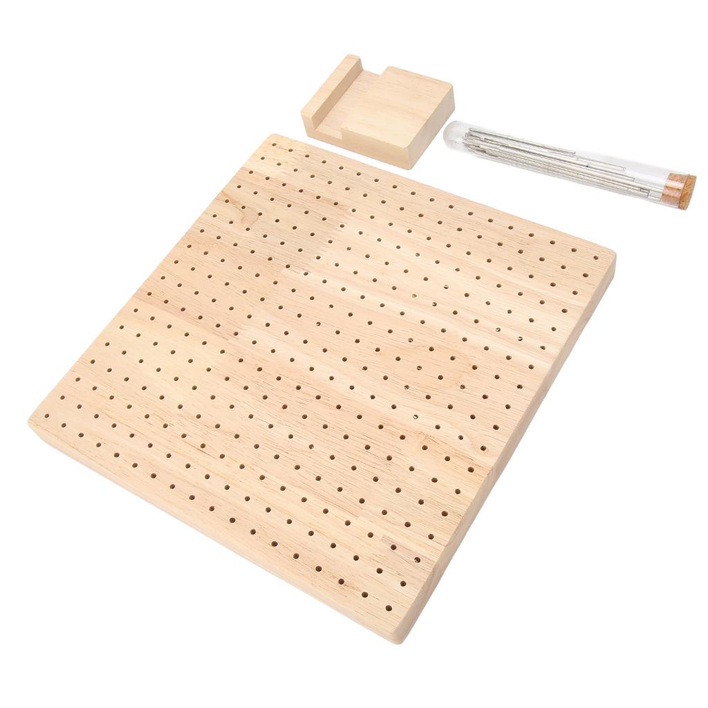 Wooden Blocking Board 324 Holes Polished Rubber Wood Handcrafted Knitting Board with Steel Pins Needles for Crocheting