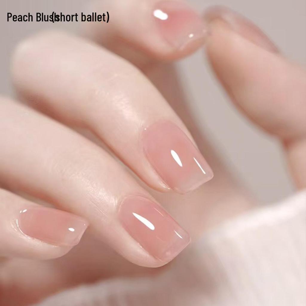 Nude Peach Pink Gradient Blush Medium-Long Press-On Nails - Xiaohongshu Favorite