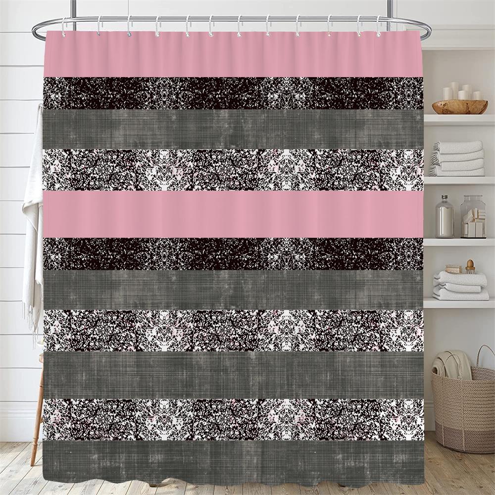 

Pink And Gold Star Glitters Shower Curtain Abstract Art Modern Bathroom Curtains Geometric Pattern Bath Curtain Bathroom Decor W60H190(CM)-1 Pcs