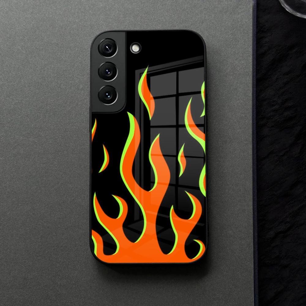 Fashion Flame Pattern Phone Case Glass For Samsung Galaxy S21 S26 S25 S22 S20 S24 S23 Ultra Fe Plus A16 A34 A54 A24 Coque