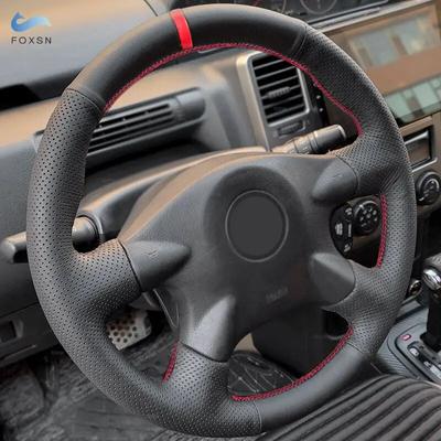 Skórzane wykończenie osłony kierownicy samochodu dla Nissan Almera N16 X-Trail T30 Primera (P12) 2001-2007 Terrano 2 Pathfinder z czerwonym paskiem