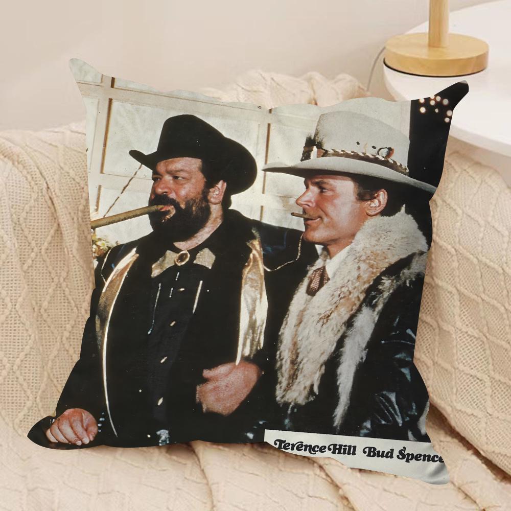 Tterence Hill Bud Spencer Cushion Cover Silky Short Plush Invisible Zipper Dustproof Sofa Pillow Case for Home Decor
