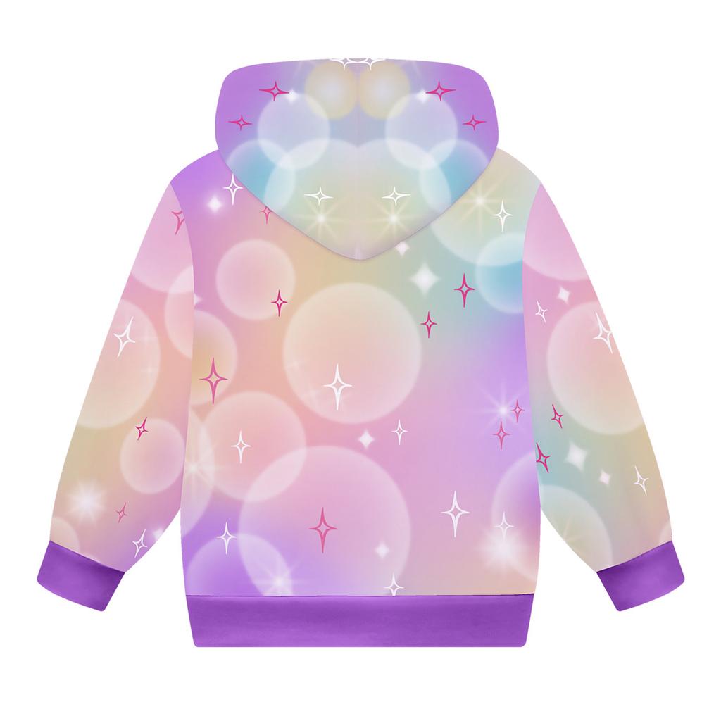 Girls Hoodie 3D Cartoon Jacket Sweatshirt Music Zip Hooded Long Sleeve Tops