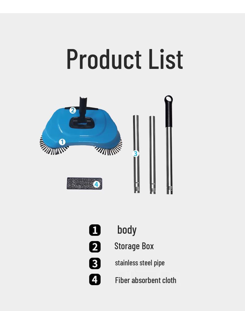 All-in-One Manual Sweeper: Push-Type Broom with Suction & Mopping for Household Cleaning