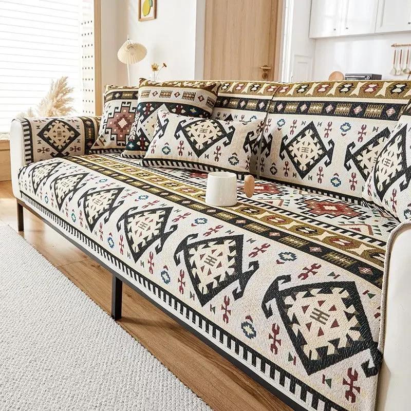 

Four Seasons Universal Non-Slip Pure Cotton Fabric Cushion Simple Modern Leather Sofa Cover Cover ClothSofa Cushion Cotton 70x90