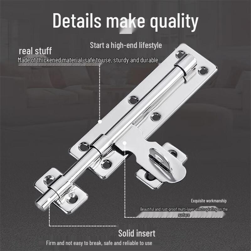 Thickened 304 Stainless Steel 4-inch Door Bolt (2-Pack)