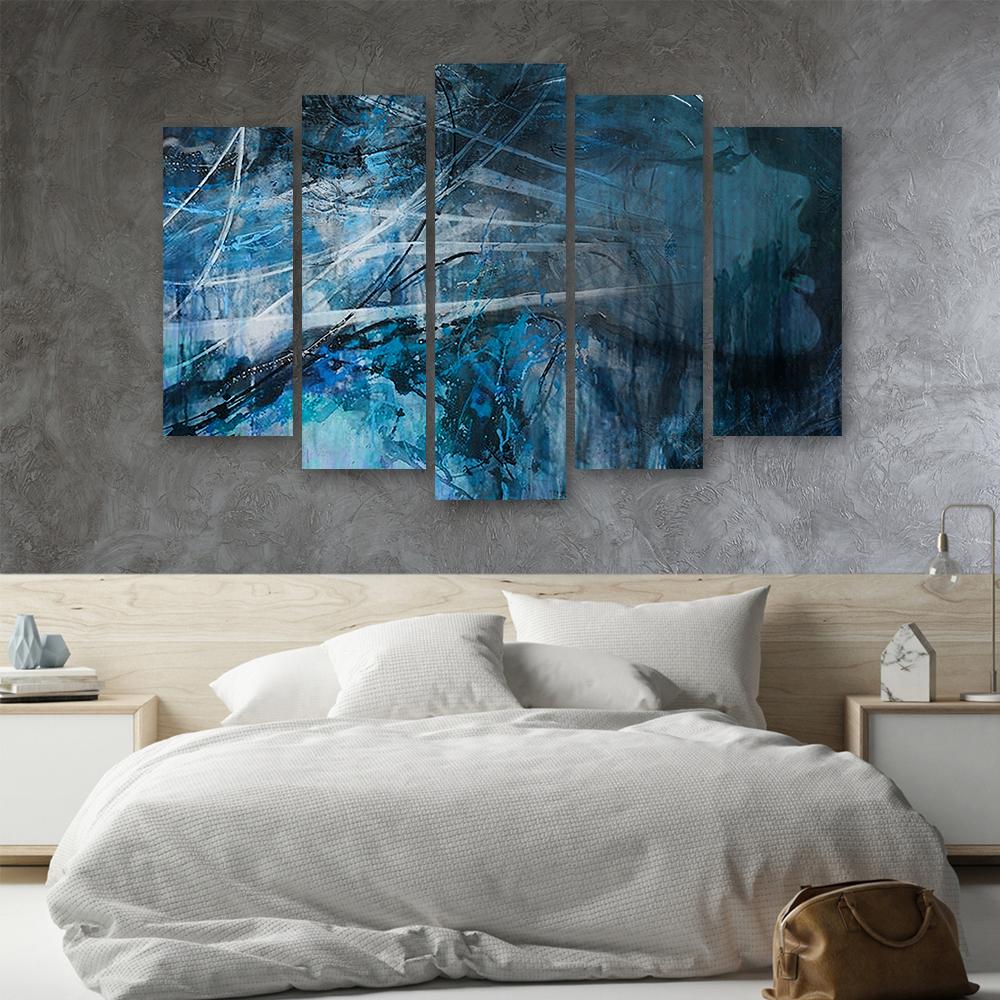 Five Piece Picture Canvas Print Female Blue