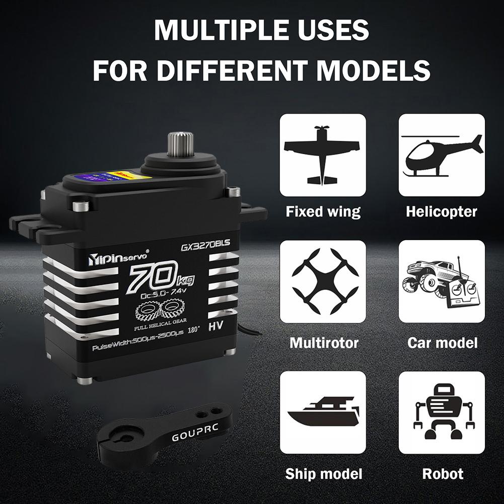 70KG Brushless Servos 7.4V Oblique Gear High Torque Servos Metal Gear Steering Servos for 1/8 1/10 1/12 RC Truck Car Boat Robot