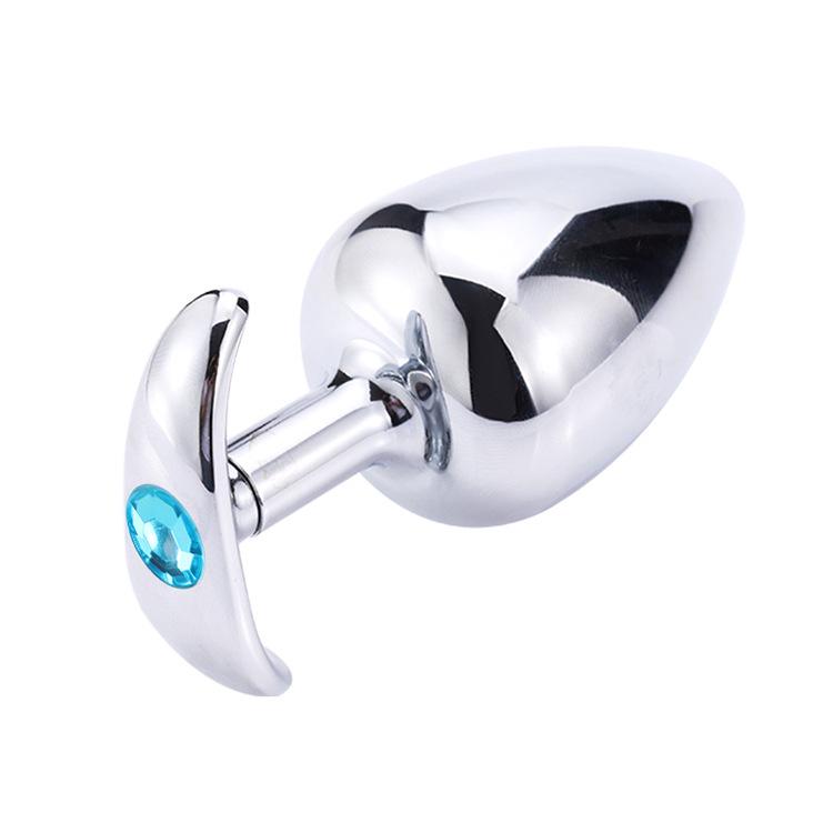 Metal G-Spot Butt Plug with Diamond Accents for Self-Pleasure