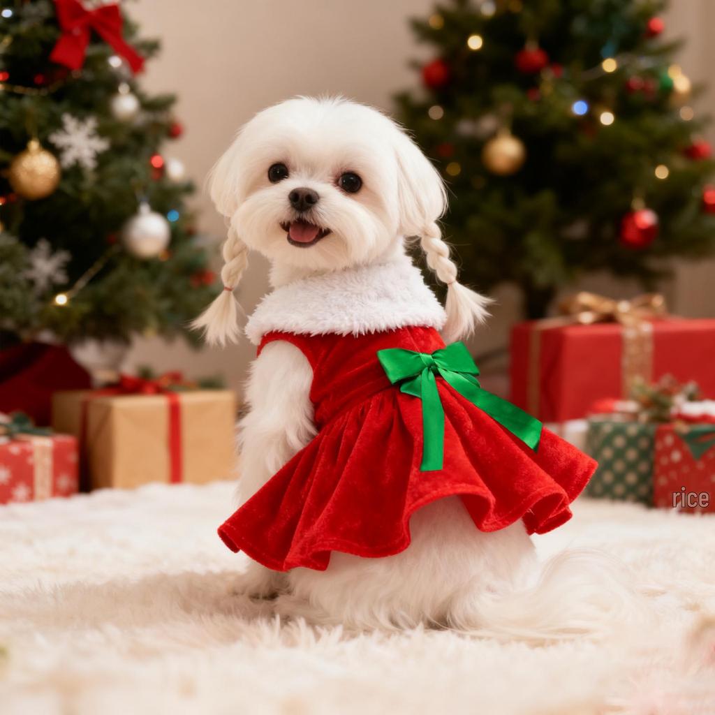 Gold Velvet Santa Claus Costume for Pets - Christmas Holiday Outfit