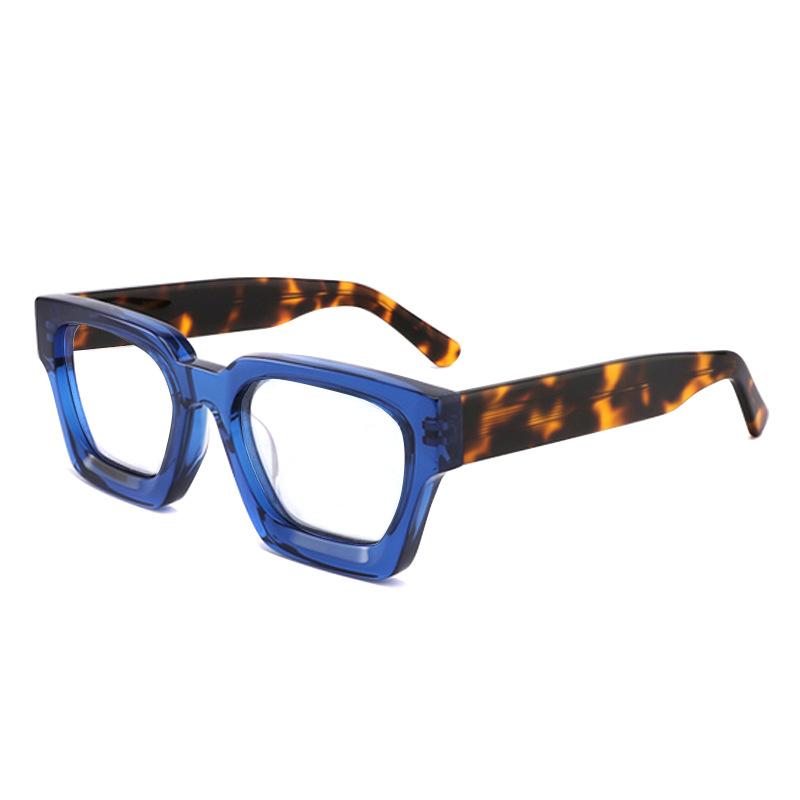 Reading Eyewear Blue Light Rectangular Oversized Spectacle Unisex Transparent Blocking Acetate Presbyopic Square Presbyopic Thick Clear Fashiona