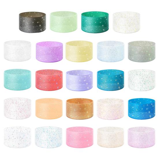 Silikonový návlek na kelímek s třpytkami, protiskluzový, tepelně izolační kryt, lehká podložka pod láhev na vodu pro tumbler