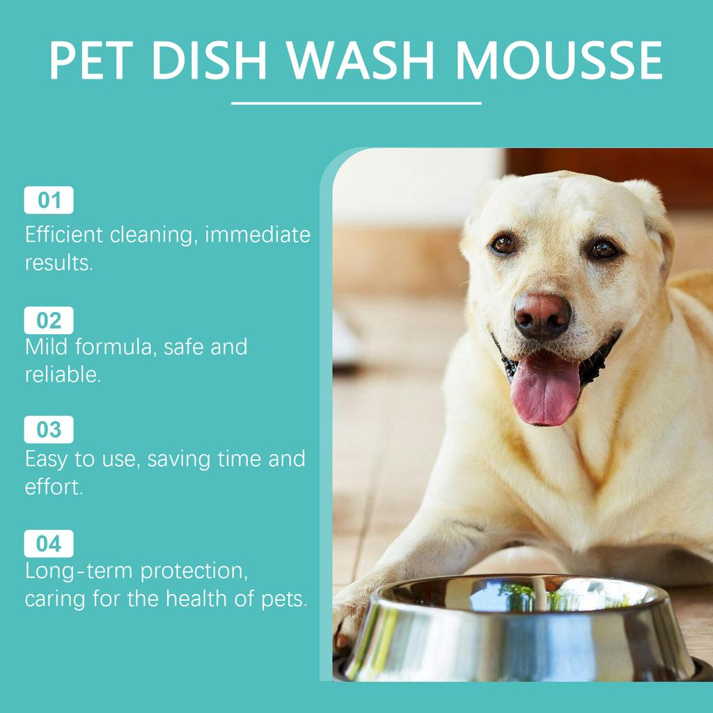 Pet Food Bowl Cleaner Mousse 150ml Mild Formula Protects Against Oil Ordor and Black Chin