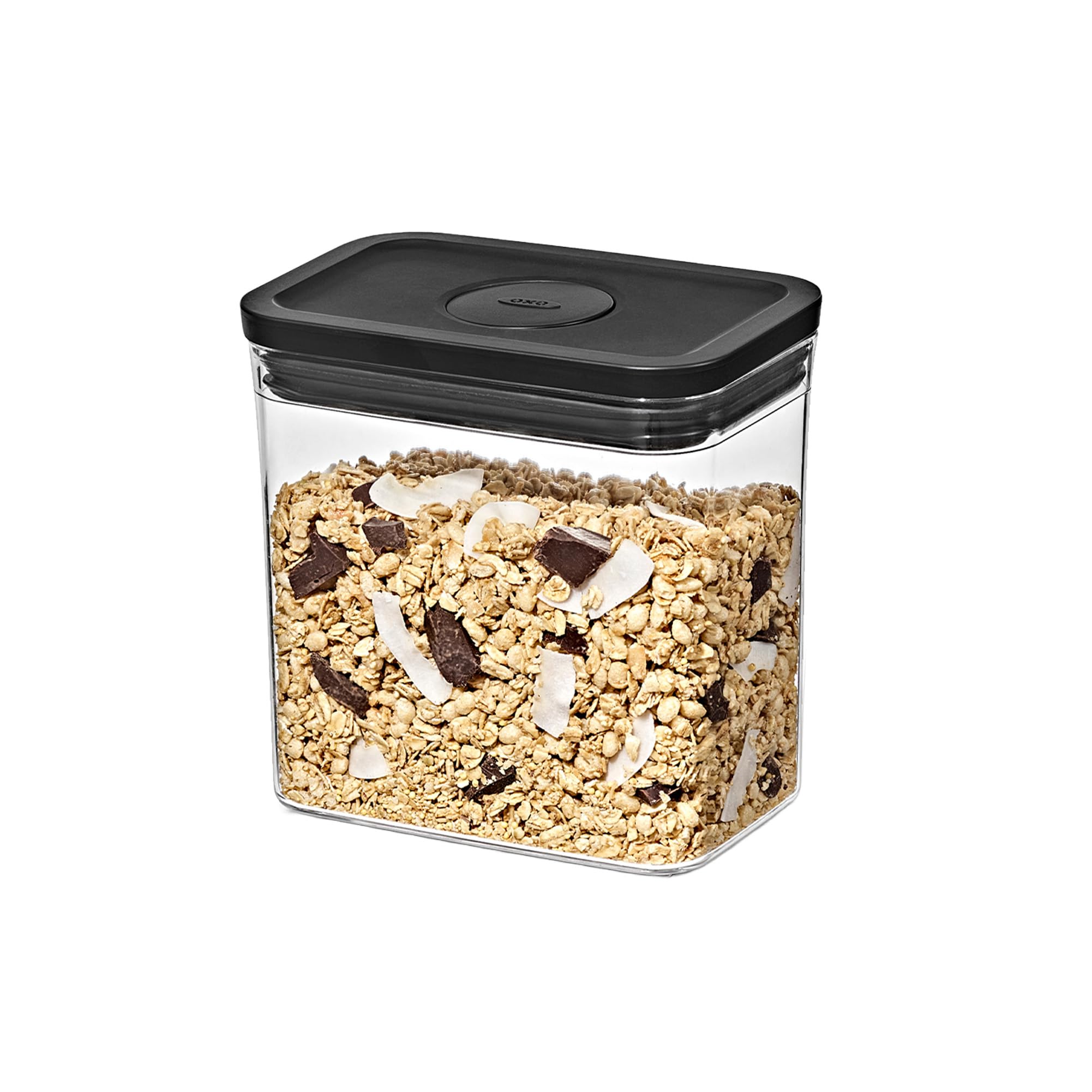 OXO Pop Kitchen Storage Dry Rectangle Matte Black Containers, Plastic, Airtight, 1.6L, (Food, Condiments, Goods, Moisture-Proof), Short,