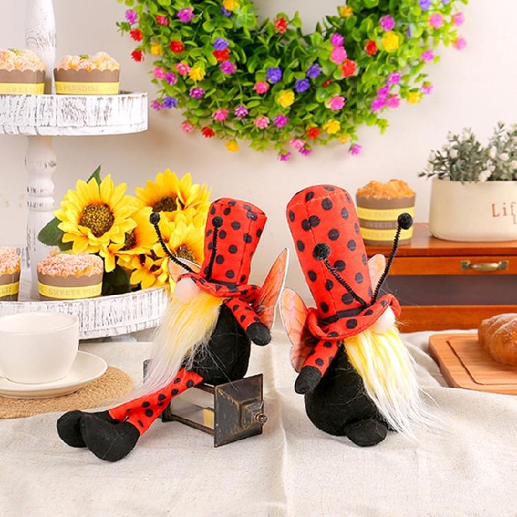 Ladybug Gnome Faceless Doll Decorations Kitchen Tiered Tray Decors for Farmhouses