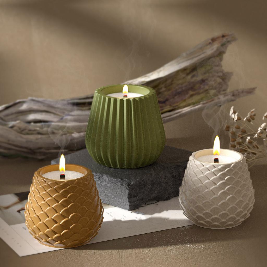 Unique Candle Holder Molds Silicone Texture Crafting Molds Unique Shape Flowerpot Moulds for Crafting Candlesticks