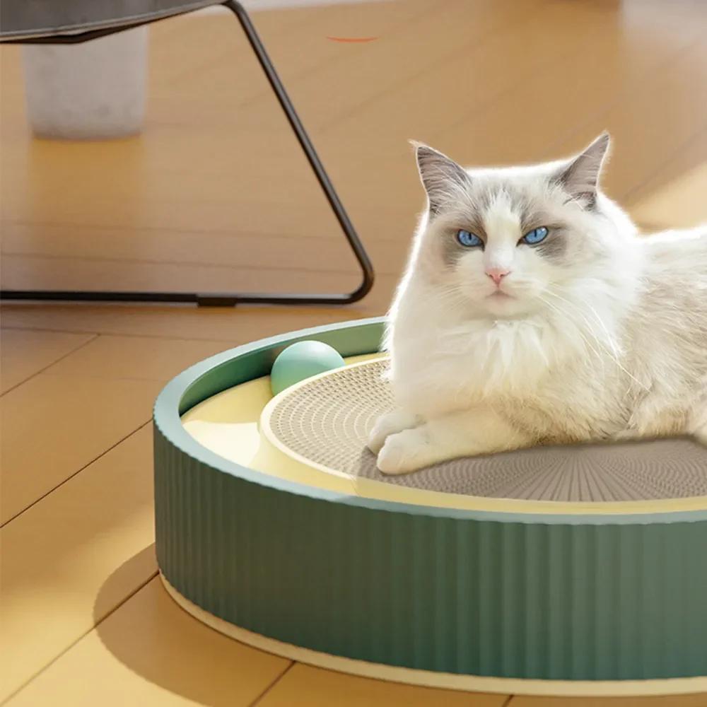 Round Cat Scratcher Bed Cat Scratching Board with Ball Toy Cat Scratcher Funny Sharpen Nails Scraper Can Replace Nest for Cats