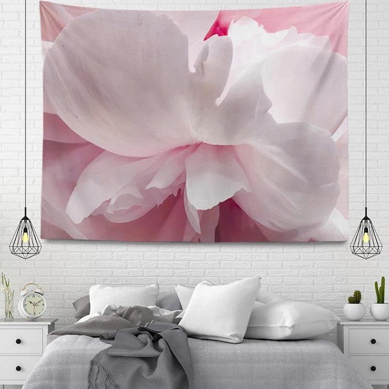 Pink Flowers Wall Tapestry Aesthetic Home Room Decor Boho Accessories Hanging Large Fabric Spring Simple Bedroom Tapestry