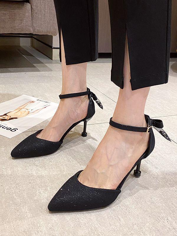 Commuter Versatile Pointed Bag Heel Sandals Women's 2025 Spring New Korean Edition Fashion High Heels Casual Women's Sandals