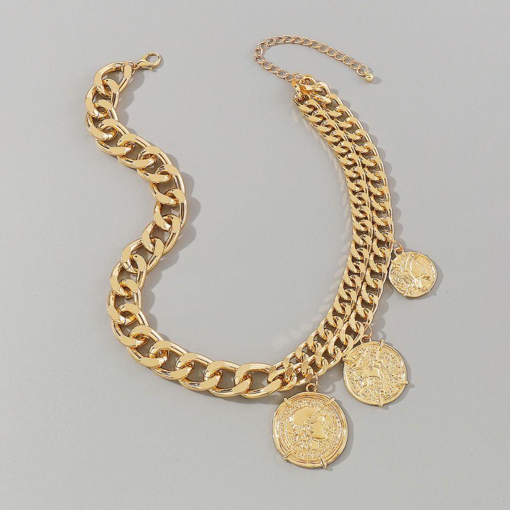 Necklace Set Minimalist Necklace Silver Contemporary Necklace Round Pendant Necklace Decoration