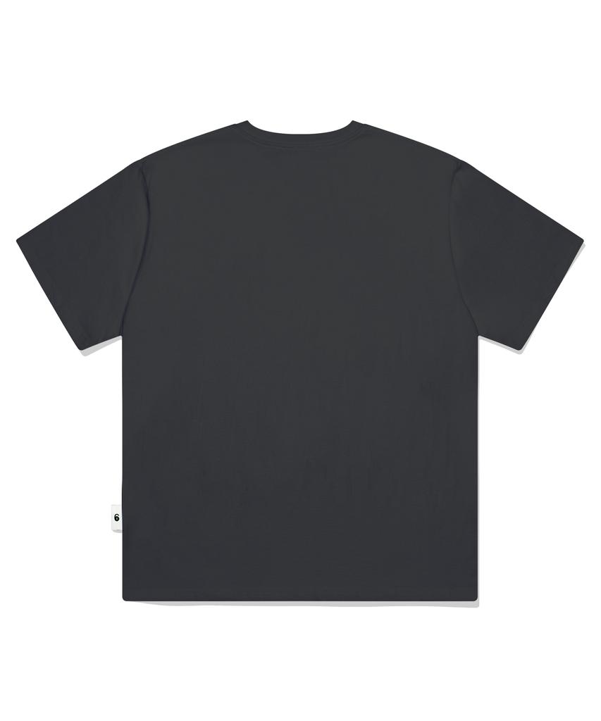 ESCAPEFROM Square Moon Print Oversized Short Sleeve T-Shirt Charcoal