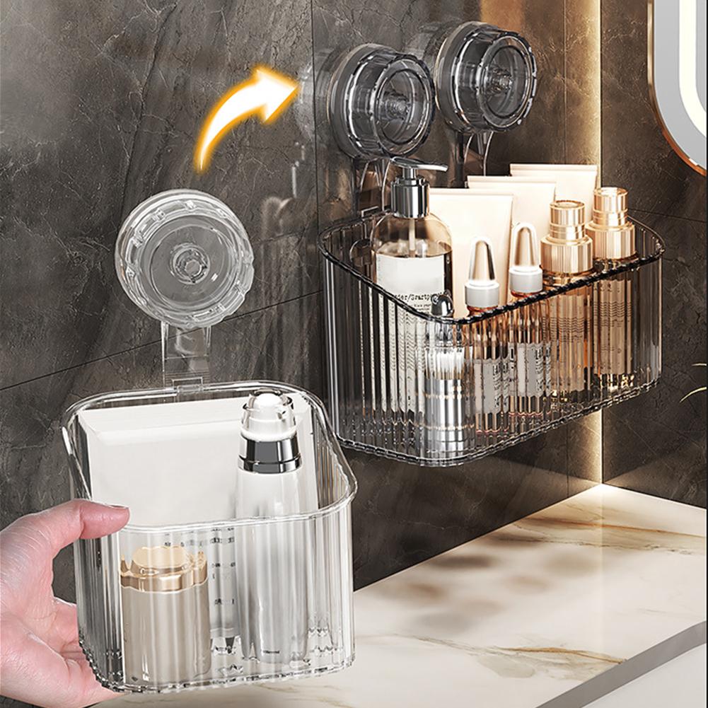 Bathroom Suction Cup Storage Rack Wall Mounted No Punching Storage Box Cosmetics Kitchen  Organizers Multifunctional Storage