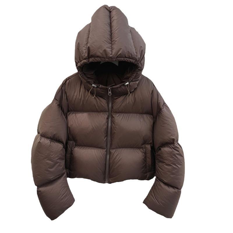Women's Winter Thickened Loose Padded Warm Solid-coloured Short Jacket Casual Hooded Zip Paragraph Bread Clothing