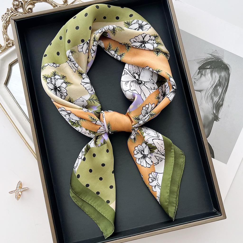 Luxury Print Square Silk Scarfs For Women Decorate Neck Ties Fashion 70*70Cm Kerchief Lady Summer Beach Hijab Female Neckerchief