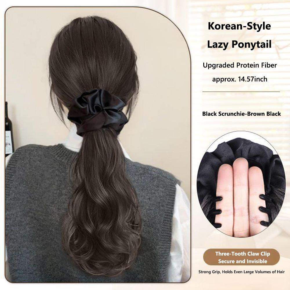 Korean Style Braided Wig Hair Claw Clip Curly Elastic Hair Tie Trendy Hair Scrunchie  for Women
