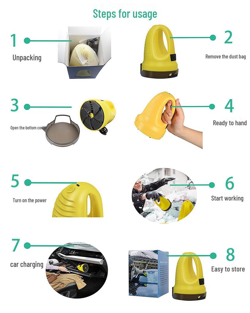 Electric Handheld Ice Scraper & Windshield Defroster with USB Charging