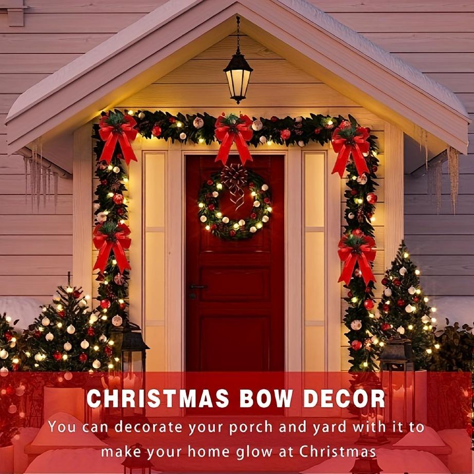 6pcs, Christmas Tree Top Decoration Pendant, Large Bow Diy Velvet Cloth Cuffed Ribbon, Holiday Party Decoration, Holiday Party Gift