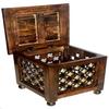 30.48 Cm Handmade Beautiful Wooden Stool with Brass Cutting Design Storage for Living Room Bedroom Furniture