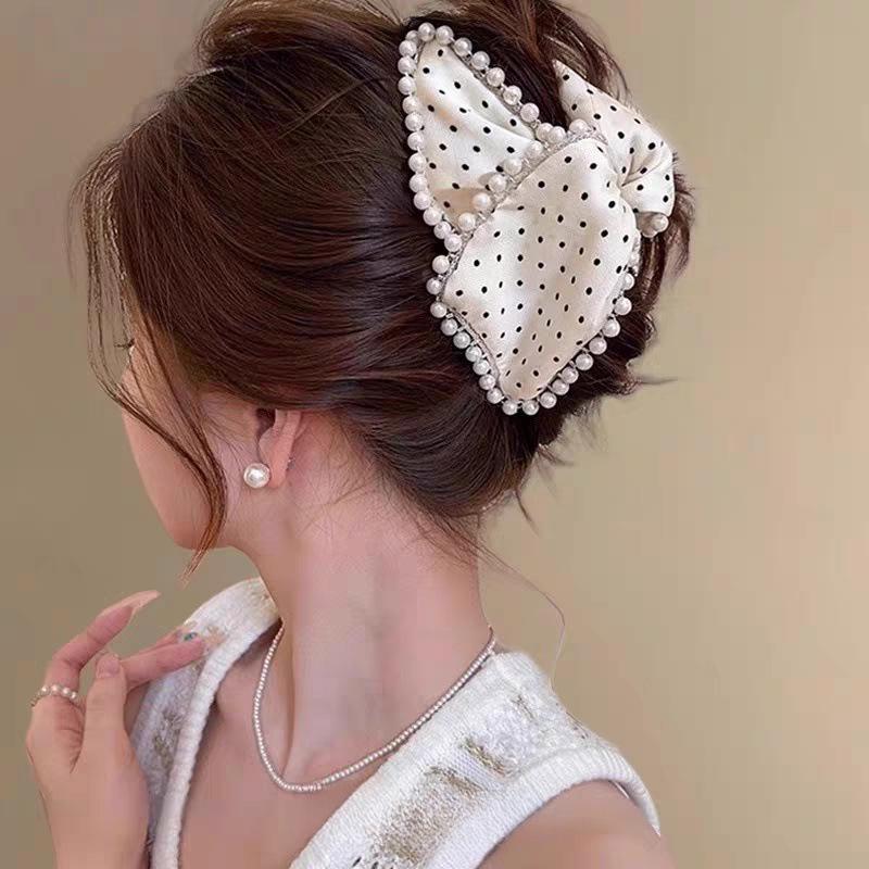 Elegant Retro Satin Bow Hair Clip for Women - Perfect for Low Ponytails and Head Ornaments