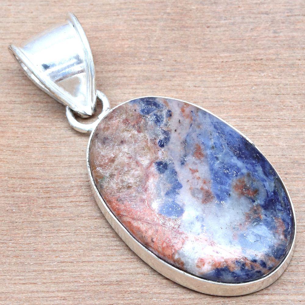 Pendant Sodalite Gemstone Handmade Mother'Day Silver Jewelry 2"